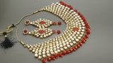 Breathtaking Indian Bollywood Designer Kundan Pearl  Bridal Red Choker Necklace Set.
