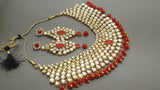 Breathtaking Indian Bollywood Designer Kundan Pearl  Bridal Red Choker Necklace Set.