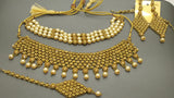 Very Stylish Indian Jewellery Rhinestone Kundan pearl Double choker Necklace Set.