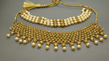 Very Stylish Indian Jewellery Rhinestone Kundan pearl Double choker Necklace Set.