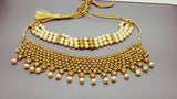 Very Stylish Indian Jewellery Rhinestone Kundan pearl Double choker Necklace Set.