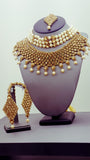 Very Stylish Indian Jewellery Rhinestone Kundan pearl Double choker Necklace Set.