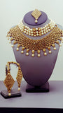 Very Stylish Indian Jewellery Rhinestone Kundan pearl Double choker Necklace Set.