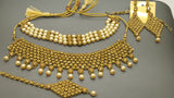 Very Stylish Indian Jewellery Rhinestone Kundan pearl Double choker Necklace Set.