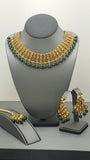 Indian Bollywood Style Kundan Green and Gold Choker necklace Set