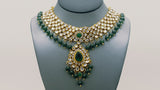 Designer Indian Bollywood Wedding Kundan Green Choker Necklace Set.