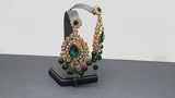Designer Indian Bollywood Wedding Kundan Green Choker Necklace Set.