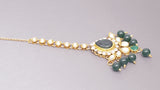 Designer Indian Bollywood Wedding Kundan Green Choker Necklace Set.