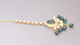 Designer Indian Bollywood Wedding Kundan Green Choker Necklace Set.