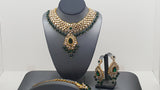 Designer Indian Bollywood Wedding Kundan Green Choker Necklace Set.