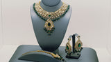 Designer Indian Bollywood Wedding Kundan Green Choker Necklace Set.