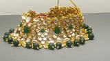 Indian Bollywood Fashion Green Choker Necklace Set.