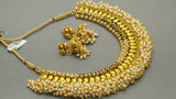 Latest Indian Bollywood Jewellery Gold Plated Pearl Kundan Choker Necklace Set.