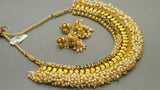 Latest Indian Bollywood Jewellery Gold Plated Pearl Kundan Choker Necklace Set.