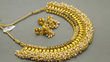 Latest Indian Bollywood Jewellery Gold Plated Pearl Kundan Choker Necklace Set.