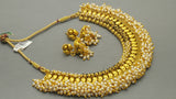 Latest Indian Bollywood Jewellery Gold Plated Pearl Kundan Choker Necklace Set.