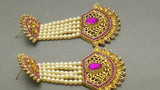 Latest Indian Bollywood Jewellery Kundan Pearl Beaded Purple Earring Set.