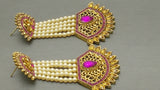 Latest Indian Bollywood Jewellery Kundan Pearl Beaded Purple Earring Set.