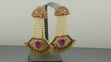 Latest Indian Bollywood Jewellery Kundan Pearl Beaded Purple Earring Set.