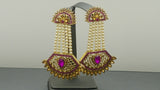 Latest Indian Bollywood Jewellery Kundan Pearl Beaded Purple Earring Set.