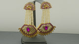 Latest Indian Bollywood Jewellery Kundan Pearl Beaded Purple Earring Set.