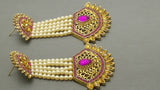 Latest Indian Bollywood Jewellery Kundan Pearl Beaded Purple Earring Set.