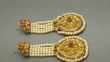 Beautiful Indian Bollywood Jewellery Kundan Pearl Beaded Multi-color Earring Set.