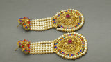 Beautiful Indian Bollywood Jewellery Kundan Pearl Beaded Multi-color Earring Set.
