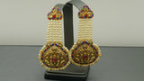 Beautiful Indian Bollywood Jewellery Kundan Pearl Beaded Multi-color Earring Set.