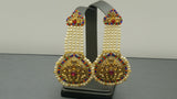 Beautiful Indian Bollywood Jewellery Kundan Pearl Beaded Multi-color Earring Set.