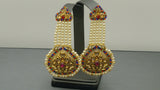 Beautiful Indian Bollywood Jewellery Kundan Pearl Beaded Multi-color Earring Set.