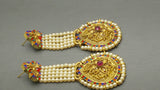 Beautiful Indian Bollywood Jewellery Kundan Pearl Beaded Multi-color Earring Set.