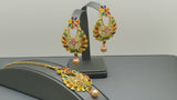 Latest Indian Bollywood Multi-color Pearl CZ Tikka Earring Set.