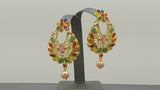 Latest Indian Bollywood Multi-color Pearl CZ Tikka Earring Set.