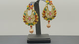 Latest Indian Bollywood Multi-color Pearl CZ Tikka Earring Set.
