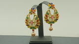 Latest Indian Bollywood Multi-color Pearl CZ Tikka Earring Set.