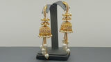 New Indian Bollywood jewellery Pearl Gold Plated Jhumka Bali Earring Set.
