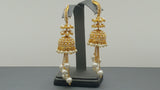 New Indian Bollywood jewellery Pearl Gold Plated Jhumka Bali Earring Set.
