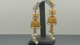 New Indian Bollywood jewellery Pearl Gold Plated Jhumka Bali Earring Set.