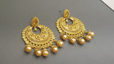 Ishar Designer Latest Kundan Pearl Chand Bali Earring Set