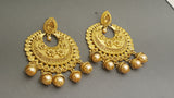Ishar Designer Latest Kundan Pearl Chand Bali Earring Set