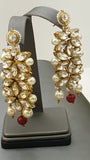 Indian Bollywood stylish Red And White 5 Layer Pearl & Kundan Rani Har Necklace Set