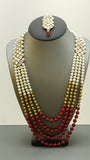 Indian Bollywood Chic Red white Golden polki stones Rani Har Necklace Set.