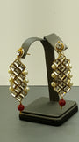 Indian Bollywood Chic Red white Golden polki stones Rani Har Necklace Set.