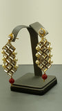 Indian Bollywood Chic Red white Golden polki stones Rani Har Necklace Set.