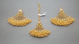 High End Indian Bollywood Kundan Pearls Tikka Earring Set