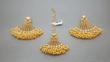 High End Indian Bollywood Kundan Pearls Tikka Earring Set