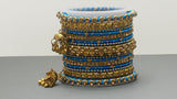 Designer Indian Bollywood Silk Thread Full Bangles Set - Turquoise