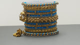 Designer Indian Bollywood Silk Thread Full Bangles Set - Turquoise