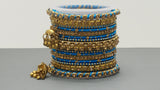 Designer Indian Bollywood Silk Thread Full Bangles Set - Turquoise